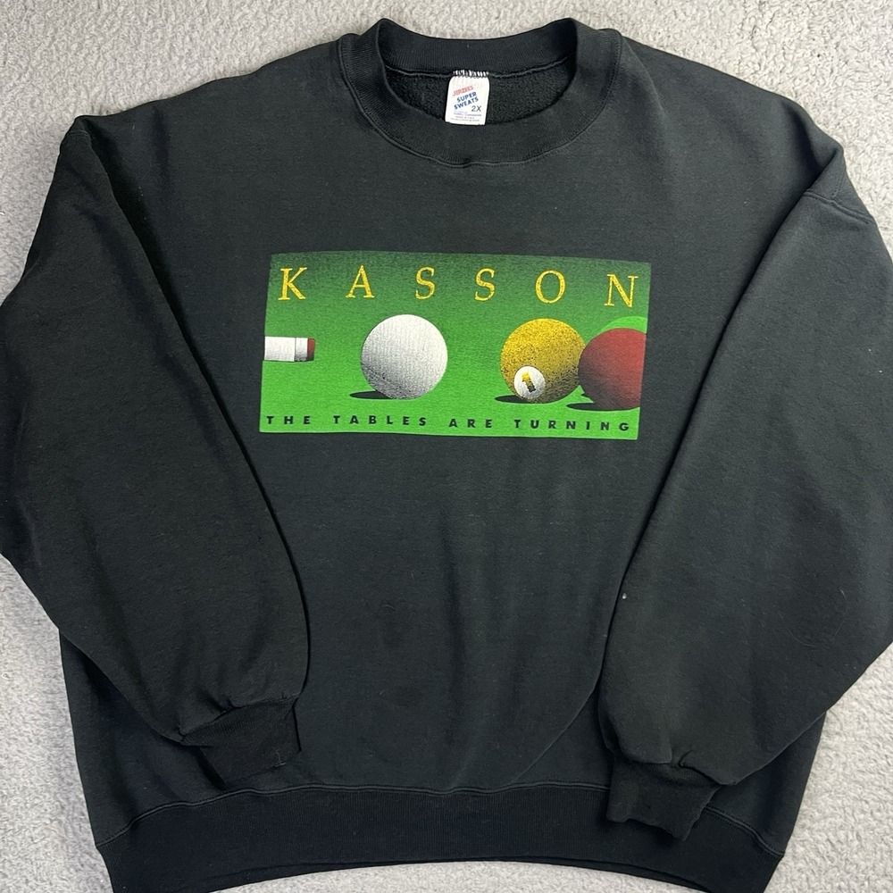 Vintage 90s Kasson Billiards Pool Table Sweater Pullover USA Made Size 2XL